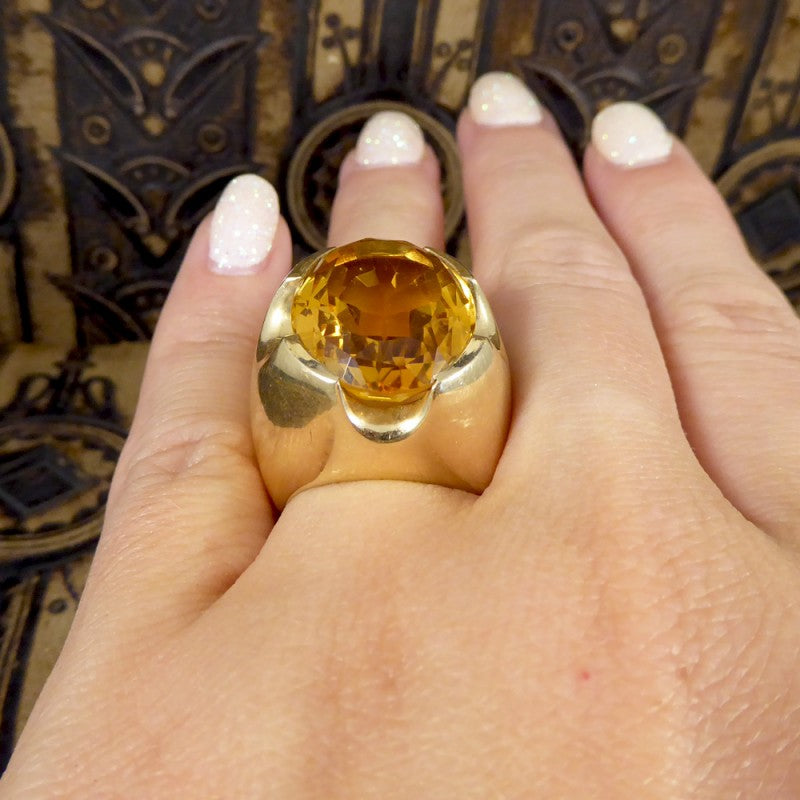Large Vintage 15.55ct Citrine Cocktail Ring