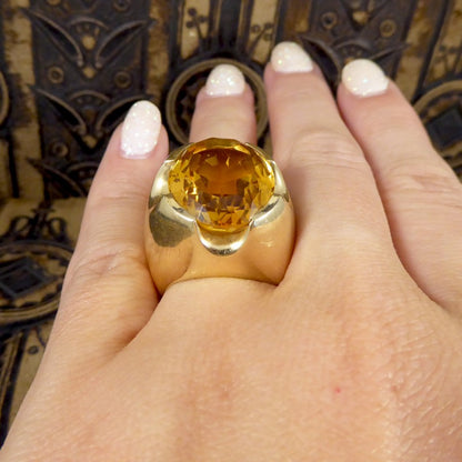 Large Vintage 15.55ct Citrine Cocktail Ring