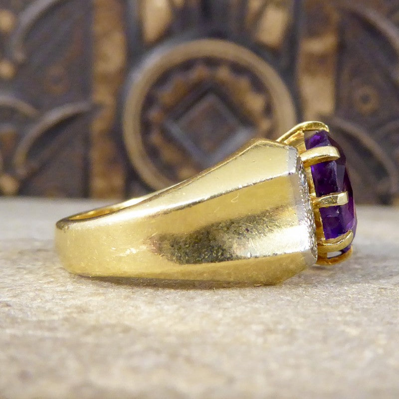 Vintage Vibrant Amethyst & Diamond Ring