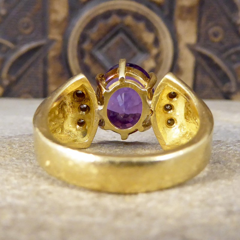 Vintage Vibrant Amethyst & Diamond Ring