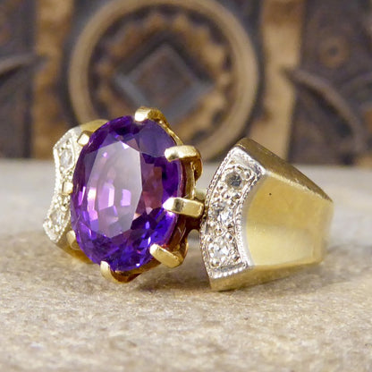 Vintage Vibrant Amethyst & Diamond Ring