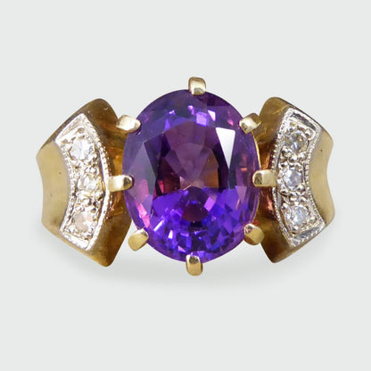 Vintage Vibrant Amethyst & Diamond Ring