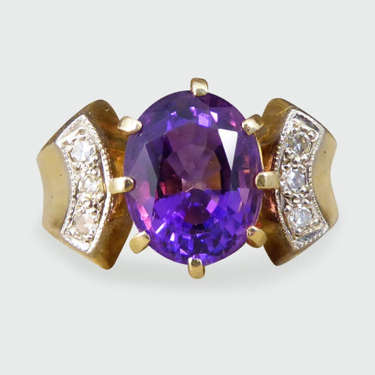 Vintage Vibrant Amethyst & Diamond Ring