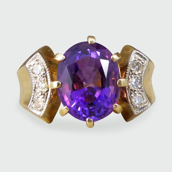 Vintage Vibrant Amethyst & Diamond Ring