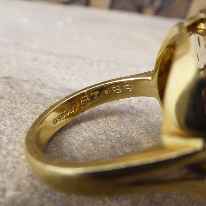 Vintage Cabochon Star Ruby & Diamond Spherical Ring