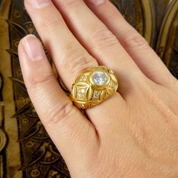 Vintage Diamond set Chunky French Cocktail Ring