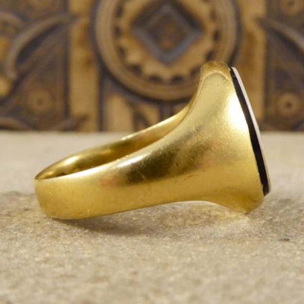 Antique Victorian Carved Agate Gents Ring