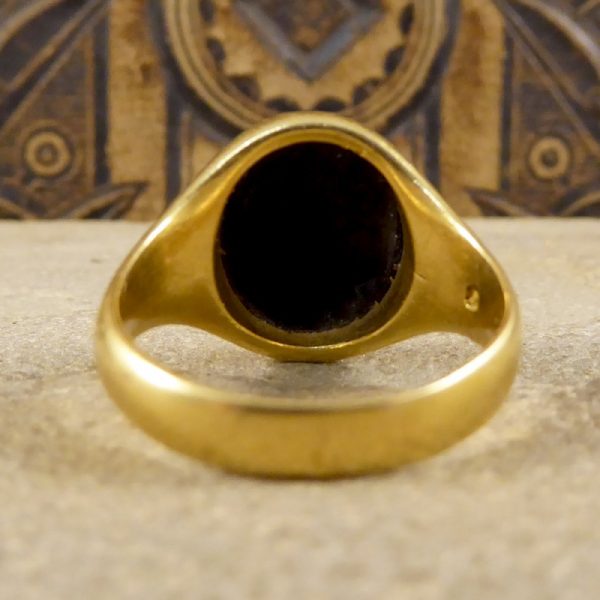 Antique Victorian Carved Agate Gents Ring