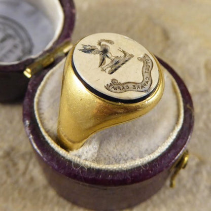 Antique Victorian Carved Agate Gents Ring