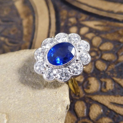 1.35ct Sapphire and Round Brilliant Cut Diamond Ring, 18ct Gold