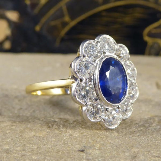 1.35ct Sapphire and Round Brilliant Cut Diamond Ring, 18ct Gold