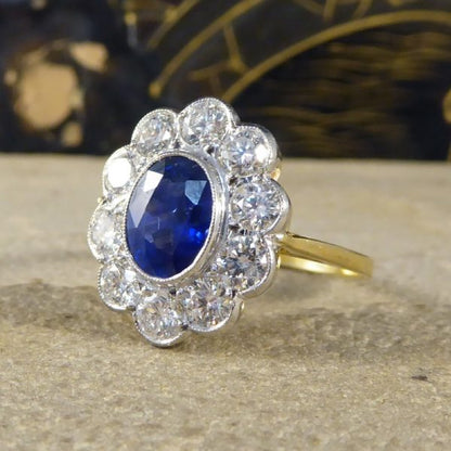 1.35ct Sapphire and Round Brilliant Cut Diamond Ring, 18ct Gold