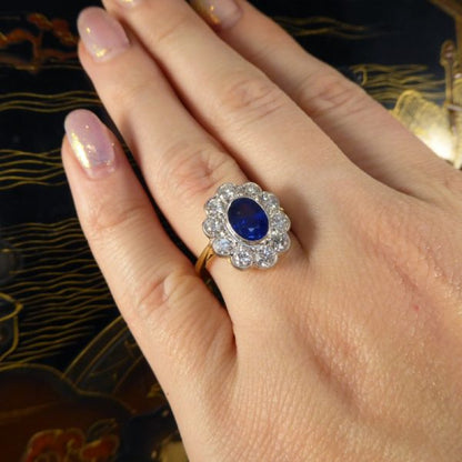 1.35ct Sapphire and Round Brilliant Cut Diamond Ring, 18ct Gold