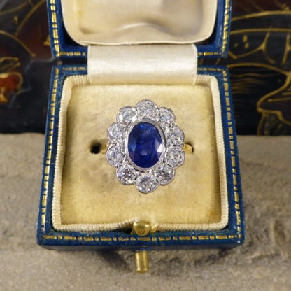 1.35ct Sapphire and Round Brilliant Cut Diamond Ring, 18ct Gold