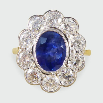 1.35ct Sapphire and Round Brilliant Cut Diamond Ring, 18ct Gold