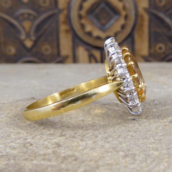 Orange Topaz and Diamond Cluster Ring