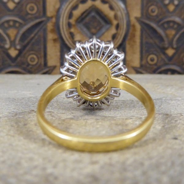 Orange Topaz and Diamond Cluster Ring