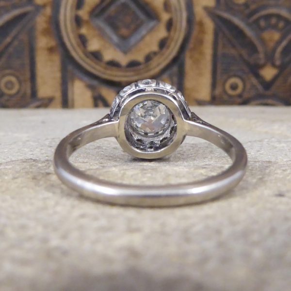 Antique Art Deco 1.30ct Diamond Cluster Ring, 18ct White Gold and Platinum