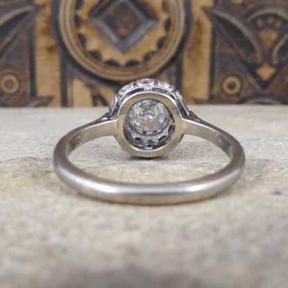 Antique Art Deco 1.30ct Diamond Cluster Ring, 18ct White Gold and Platinum