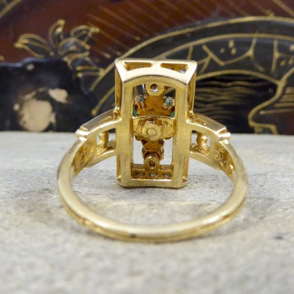 Vintage 1.65ct Cabochon Emerald and Diamond Ring