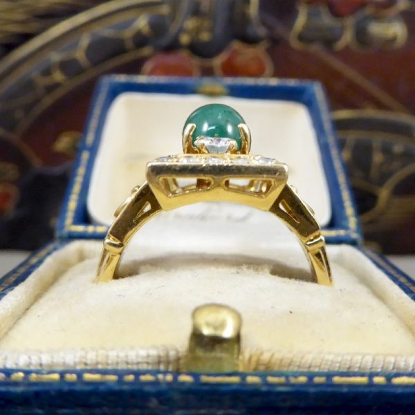 Vintage 1.65ct Cabochon Emerald and Diamond Ring
