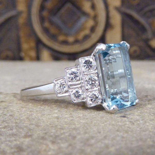 3.95ct Aquamarine and Diamond Ring