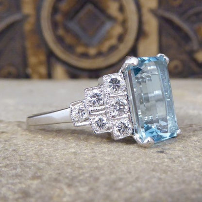 3.95ct Aquamarine and Diamond Ring