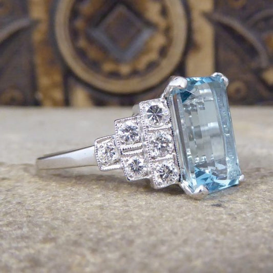 3.95ct Aquamarine and Diamond Ring