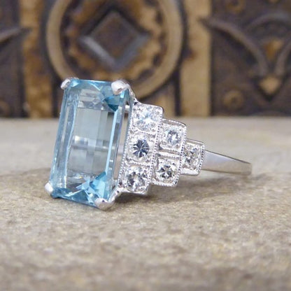 3.95ct Aquamarine and Diamond Ring