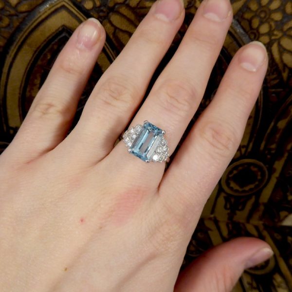 3.95ct Aquamarine and Diamond Ring