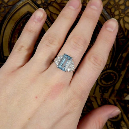 3.95ct Aquamarine and Diamond Ring