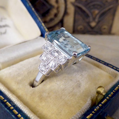 3.95ct Aquamarine and Diamond Ring