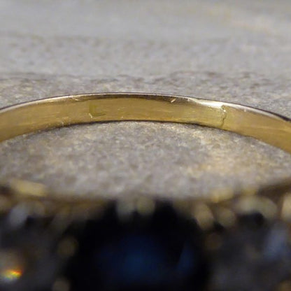 Antique Victorian Sapphire and Diamond Five Stone Ring