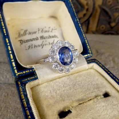 1.40ct Oval Cut Sapphire and Diamond Cluster Ring