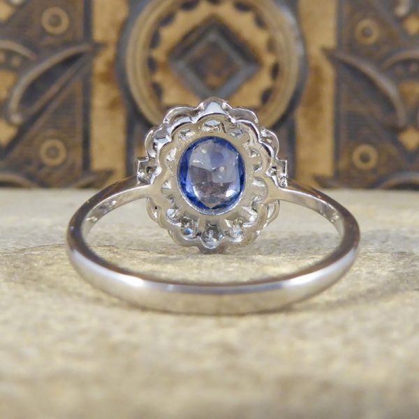 1.40ct Oval Cut Sapphire and Diamond Cluster Ring