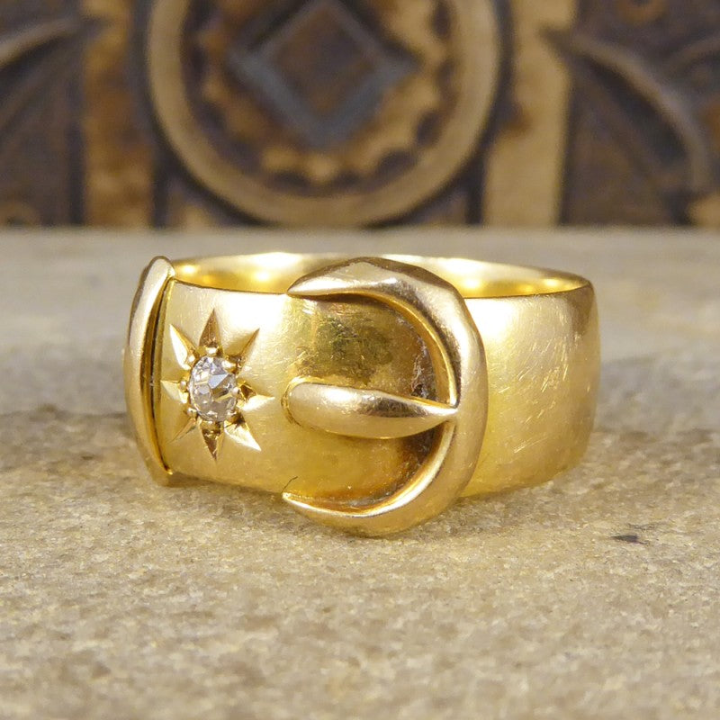 Antique Victorian Diamond Set Buckle Ring