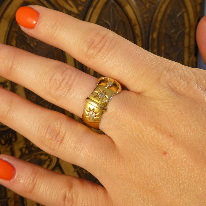 Antique Victorian Diamond Set Buckle Ring