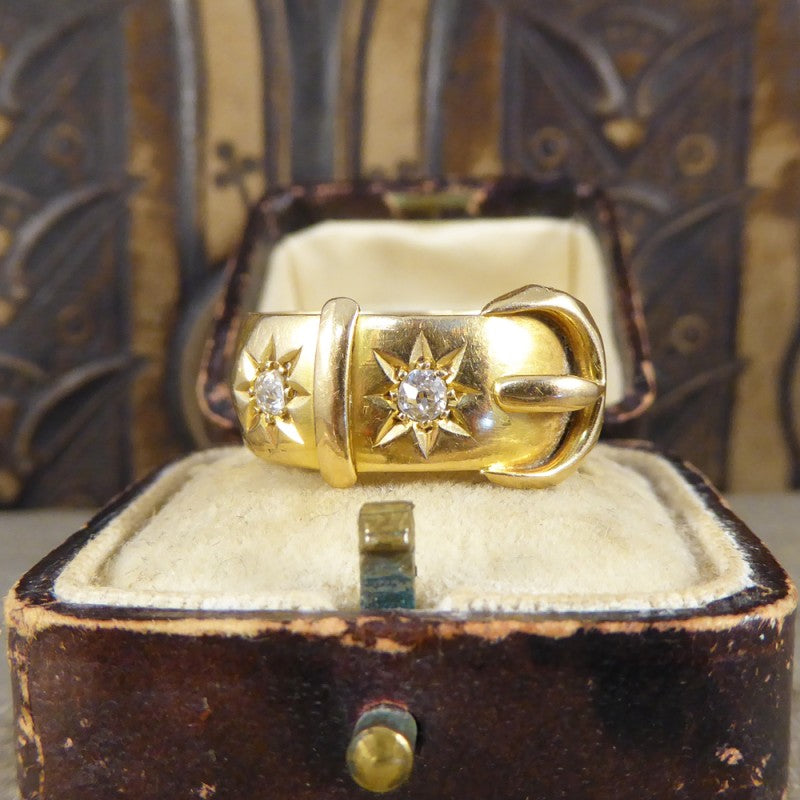 Antique Victorian Diamond Set Buckle Ring