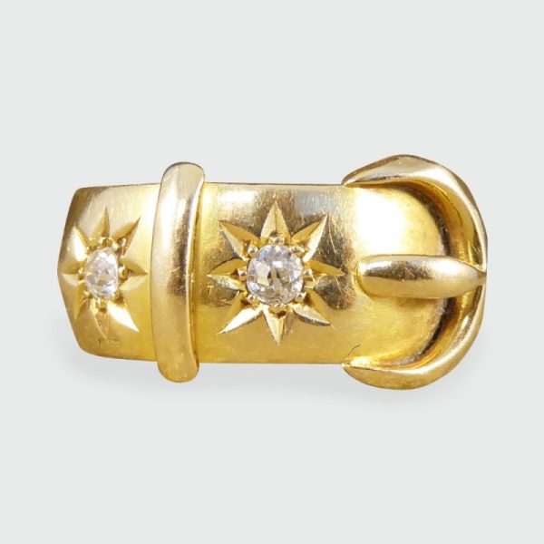Antique Victorian Diamond Set Buckle Ring