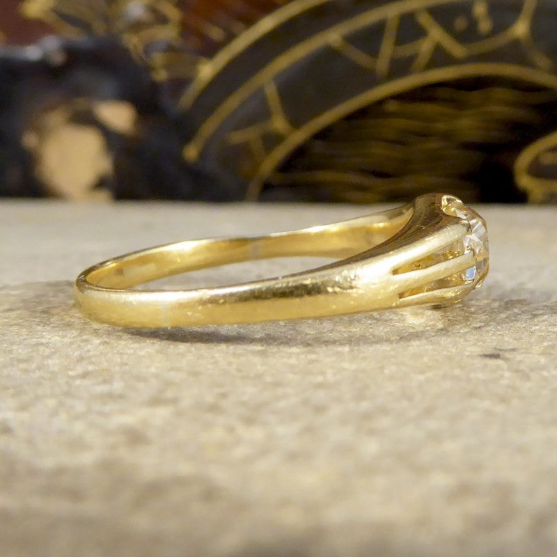 Antique Victorian Old Cushion Cut Diamond Gypsy Set Ring