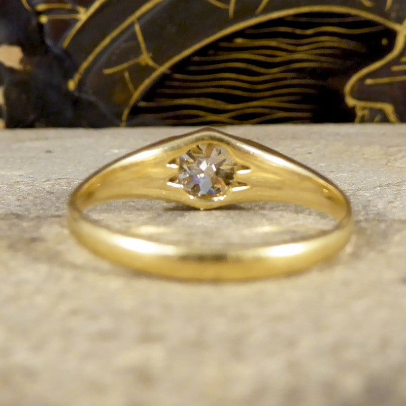 Antique Victorian Old Cushion Cut Diamond Gypsy Set Ring