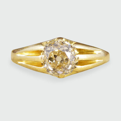 Antique Victorian Old Cushion Cut Diamond Gypsy Set Ring