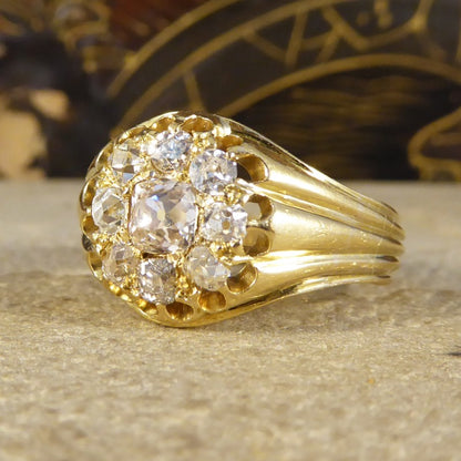 Antique Victorian Nine Stone Diamond Cluster Ring