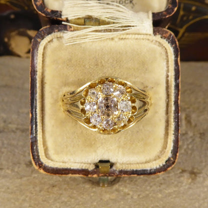 Antique Victorian Nine Stone Diamond Cluster Ring