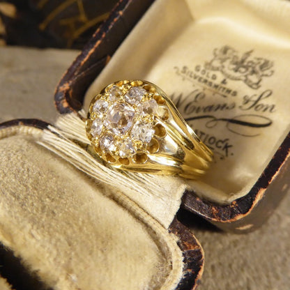 Antique Victorian Nine Stone Diamond Cluster Ring