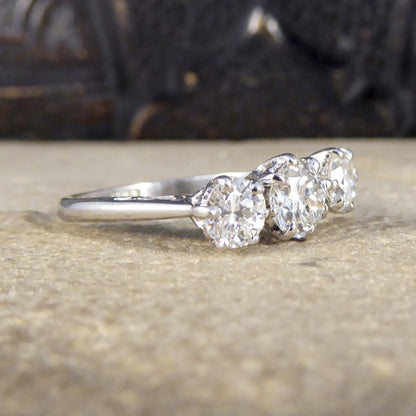 Vintage 1.25ct Round Cut Diamond Three Stone Ring