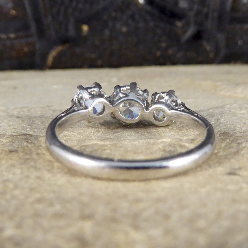 Vintage 1.25ct Round Cut Diamond Three Stone Ring