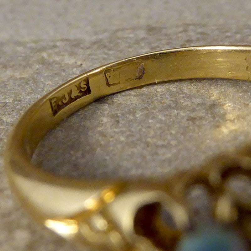 Antique Edwardian Opal and Round Cut Diamond Five Stone Ring