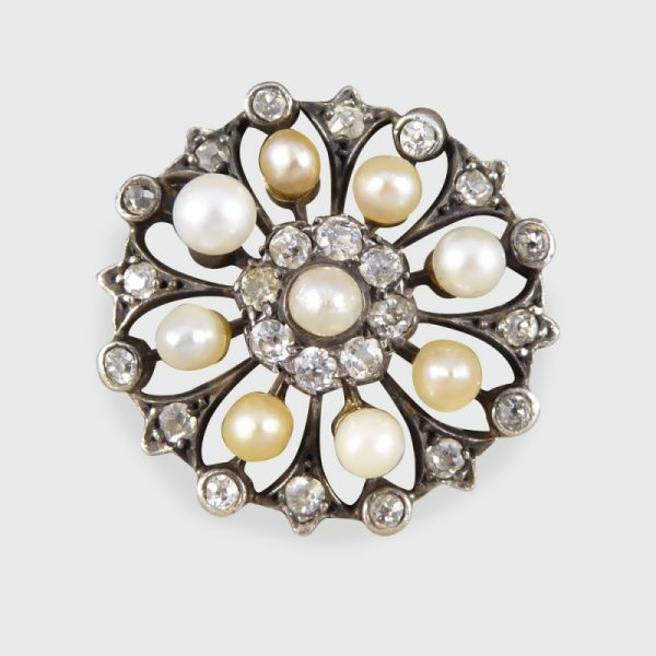 Antique Victorian Old Cut Diamond and Pearl Statement Ring
