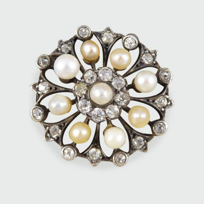 Antique Victorian Old Cut Diamond and Pearl Statement Ring